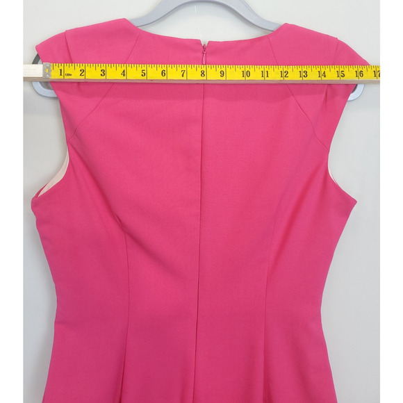 Dana Buchman Sheath Dress Ruched Cap Sleeve Women 10 Fuchsia Office Feminine - Picture 5 of 15